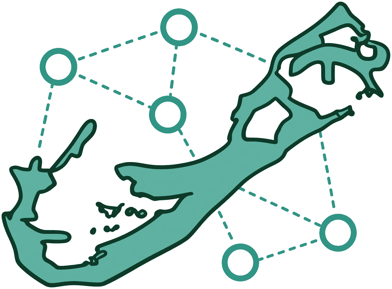 Bermuda map with homes linked into a virtual power plant mesh